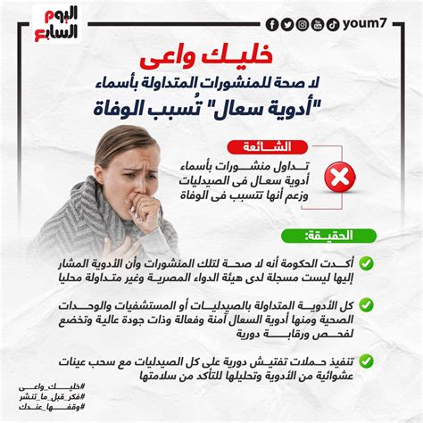 خليك واعى لا صحة للمنشورات المتداولة بأسماء أدوية سعال تسبب الوفاة