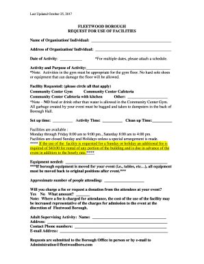 Fillable Online Field Gym Request Form Town Of Norwell Ma Fax Email