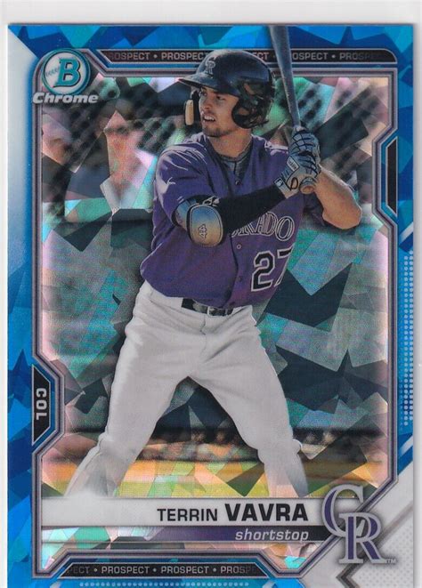 2021 BOWMAN CHROME SAPPHIRE RC TERRIN VAVRA COLORADO ROCKIES ROOKIE