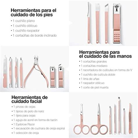 Kit Instrumentos Inox Manicura Y Pedicura Pzs Dama Rosa Clic Chic