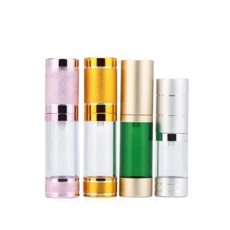 White Cosmetic Airless Pump Bottle Gold Sliver Syrings 5ml 10ml 15ml