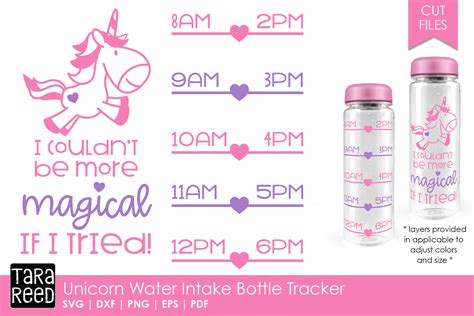 Unicorn Water Intake Bottle Tracker (148213) | Cut Files | Design Bundles