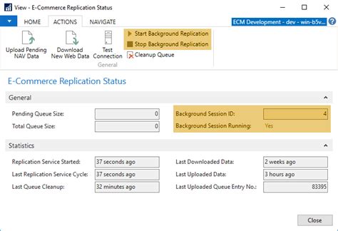 replication service background session  commerce bb