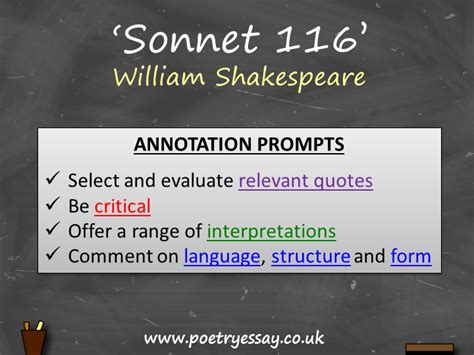 William Shakespeare ‘sonnet 116 Annotation Planning Table