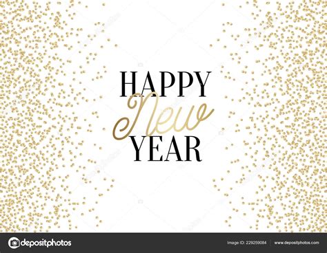 Happy New Year Greeting Card Template Sparkling Gold Glitter Text Stock ...