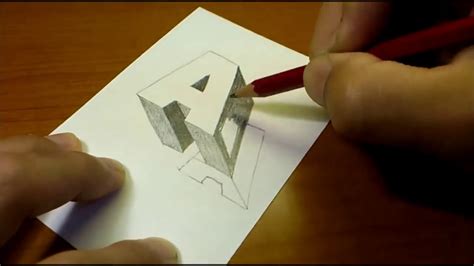 Very Easy How To Drawing 3D Floating Letter A 2 Anamorphic Illusion