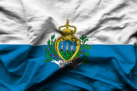 Ejemplo Realista De La Bandera De San Marino Stock De Ilustración