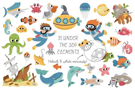 Under the sea clipart collection By Lexi Claus | TheHungryJPEG