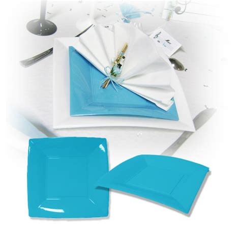 Assiette Design Jetable Turquoise Cm Pas Ch Re Pour Mariage Bapt Me