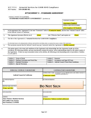 STANDARD AGREEMENT COVERSHEET Rev 04 01 15 Doc Template PdfFiller