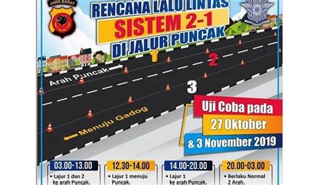 POLISI Terapkan Uji Coba Sistem 2 1 Di Jalur Puncak Bogor Catat Jadwal