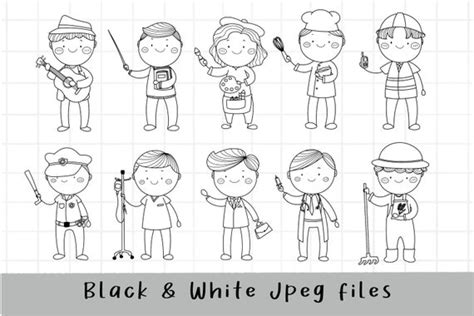 Community Helper Clipart Black And White