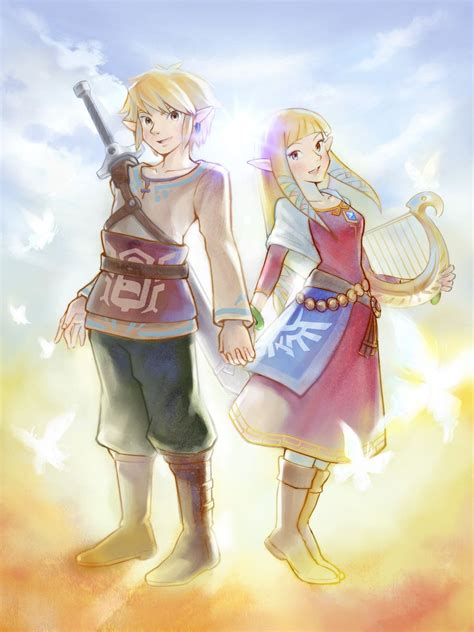 Link And Zelda By Kamipallet On Deviantart Legend Of Zelda Skyward