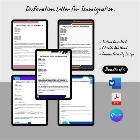 Declaration Letter For Immigration Sample Word Editable