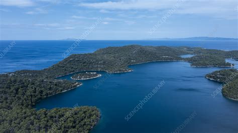 Aerial view of Mljet national park, Island Mljet, Croatia - Stock Image ...