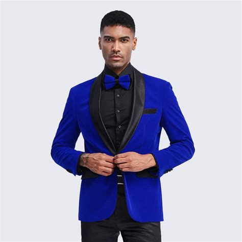 Royal Blue Velvet Tuxedo Jacket Slim Fit With Shawl Lapel Wedding