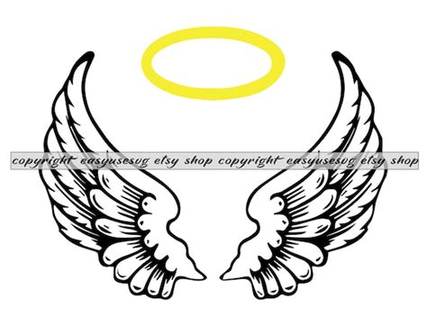 Angel Wings SVG 4 Wings Angel Halo Paradise Memorial Circle | Etsy