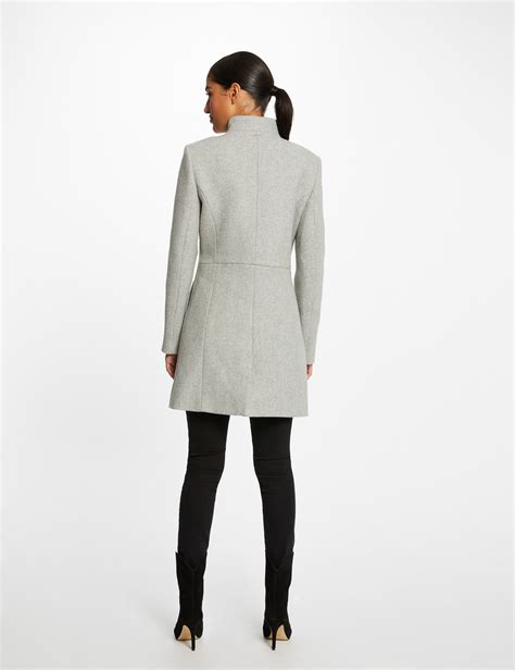 Manteau Droit Boutonn Gris Clair Femme Morgan