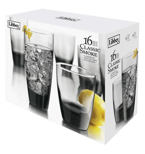 Libbey Carrington 16pc Smoked Tumbler Glassware Set Dishwasher Safe 8pc X 384 Ml And 8pc X