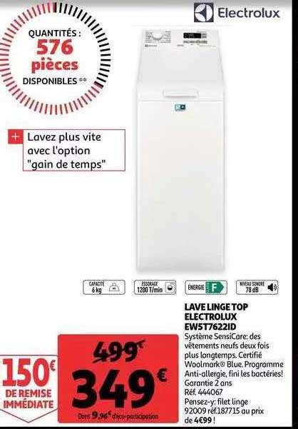 Promo Lave Linge Top Lectrolux Chez Auchan Icatalogue Fr