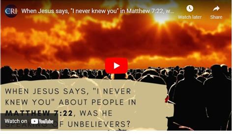 YT never knew you - Christian Research Institute