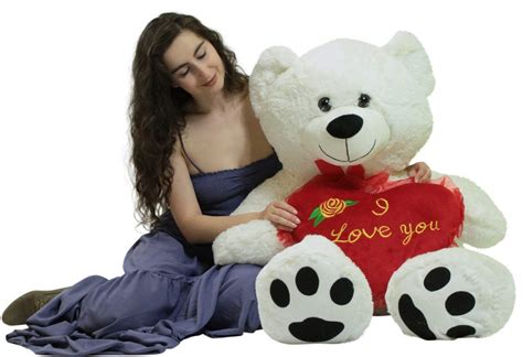 Valentines Day Giant White Teddy Bear 52 Inch Soft Big Plush Bear