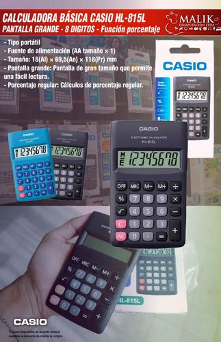 Calculadora Básica Casio Hl 815l Gran Display 8 Dígitos Cuotas sin