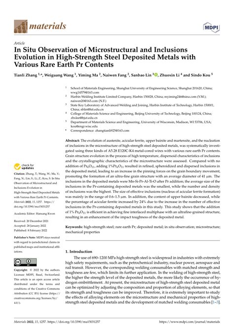 Pdf In Situ Observation Of Microstructural And Inclusions Evolution