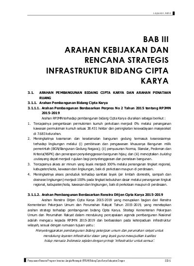 Bab Iii Arahan Kebijakan Dan Rencana Strategis Infrastruktur Bidang