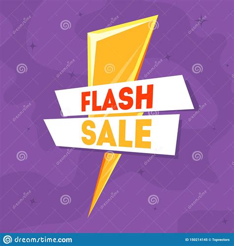 Flash Sale Banner Template With Golden Thunder Sign Vector Illustration