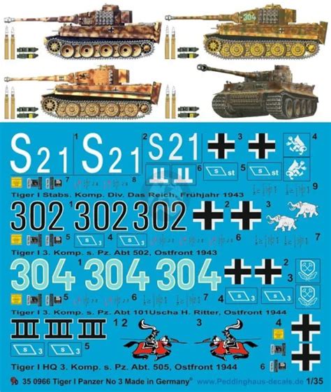 PEDDINGHAUS 1/35 TIGER II (King Tiger) Tank Markings Seconde Guerre ...