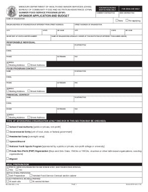 Fillable Online Health Mo Sfsp Application Packet Fax Email Print