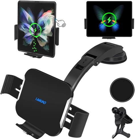 Dual Coils Fast Wireless Car Charger Lamjad 15w Smart Qi Car Mount