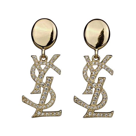 Vintage YVES SAINT LAURENT Ysl Iconic Logo Rhinestone Dangling Earrings at 1stDibs | ysl ...