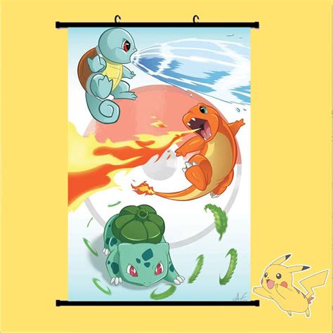 Poster Déroulant Pokémon Carapuce Salamèche et Bulbizarre Boutique