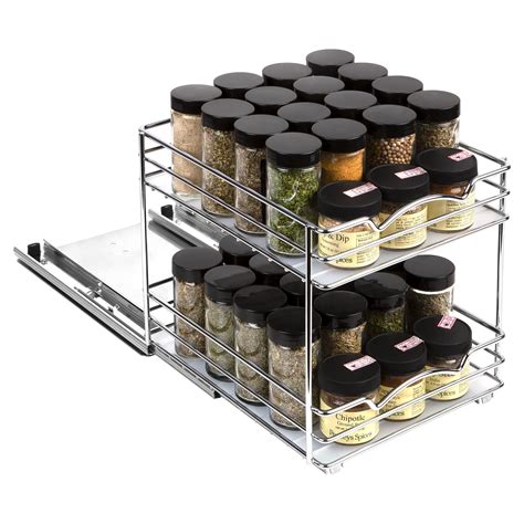 Spice Rack Organizer for Cabinet - Pull Out Double Tier Spice Rack 8-3/ ...