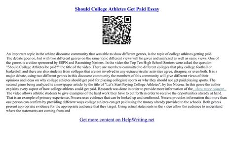 Ppt College Athletes Should Get Paid Essay Powerpoint Presentation