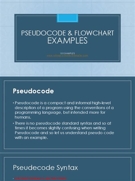 Pseudocode Flowchart Examples Pdf