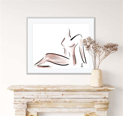 Watercolor Naked Minimalist Feminist Art Print Bathroom Etsy