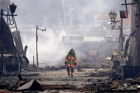 Japan earthquake damage photos: Buildings collapse in Wajima, Ishikawa