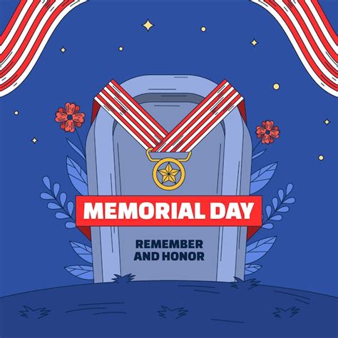 Premium Vector Hand Drawn Illustration For Us Memorial Day Commemoration