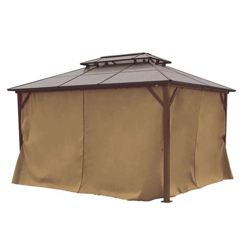 Staykiwi 10 Ft X 13 Ft Outdoor Brown Coated Aluminum Hardtop Gazebos