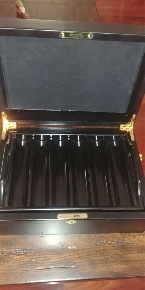 Cigar Humidor Cube Storage Black Glossy Piano Finish Cedar Wood Ebay