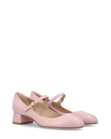 Stuart Weitzman Vivienne Round Toe Mary Jane Pumps In Pink Lyst