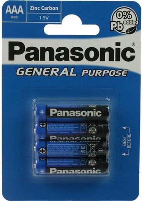 Bol Panasonic AAA Zinc Carbon General Purpose 4 Stuks