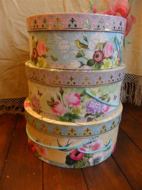 Vintage Steamer Round Hat Boxes Storage Decoupage Vintage Manualidades