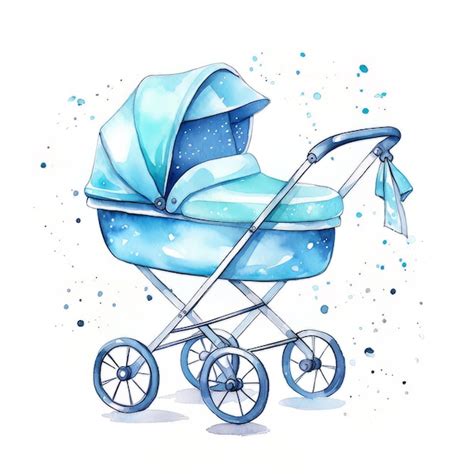 Premium Ai Image Watercolor Baby Stroller With A Cover