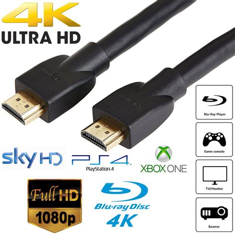 Premium 4k Hdmi Cable 20 High Speed Gold Plated Lead 2160p 3d Hdtv Uhd Ultra Hd Ebay