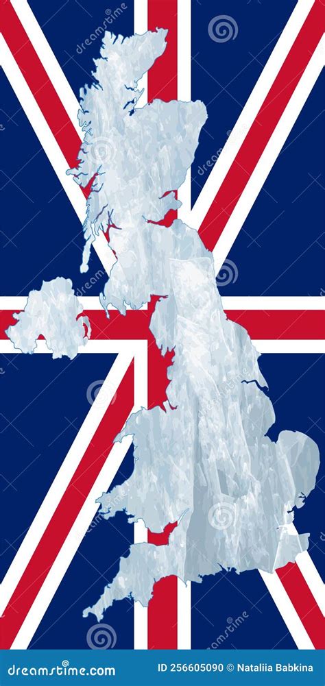 Outline Map Of Great Britain With The Image Of The National Flag Ice