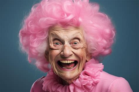 Premium Photo Portrait Woman Old Pink Senior Happy